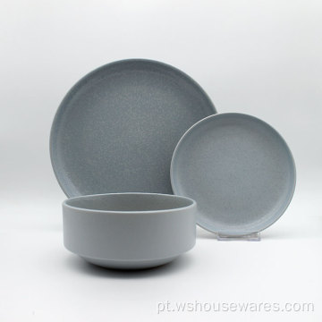 Solid Two Tone Color With Art Ceramic Dinner Set